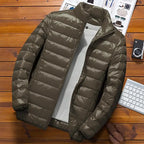 Men Parkas Down Cost Stand Collar Zipper Parka Outerwear Loose Cardigan Solid Pockets Spliced Winter Casual Long Sleeve - Matrix Studios