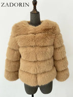 ZADORIN S-6XL Mink Coat Winter Black White Faux Fur Coat Woman Elegant Fluffy Faux Fur Jacket Top Short Fur Coats Woman Clothing - Matrix Studios