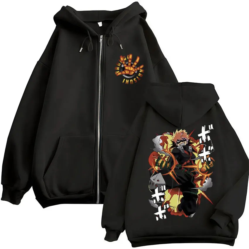 Japan Anime My Hero Academia Zip Up Hoodies Harajuku Fashion Manga Vintage Sweatshirt Men Women Fleece Oversized Tracksuit Coats - Matrix Studios