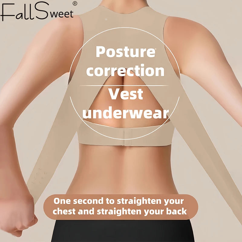 FallSweet Wireless Posture Correction Bra for Women Seamless Push Up Bralette with Cross Back Support for Daily Shaping Lingerie - Matrix Studios