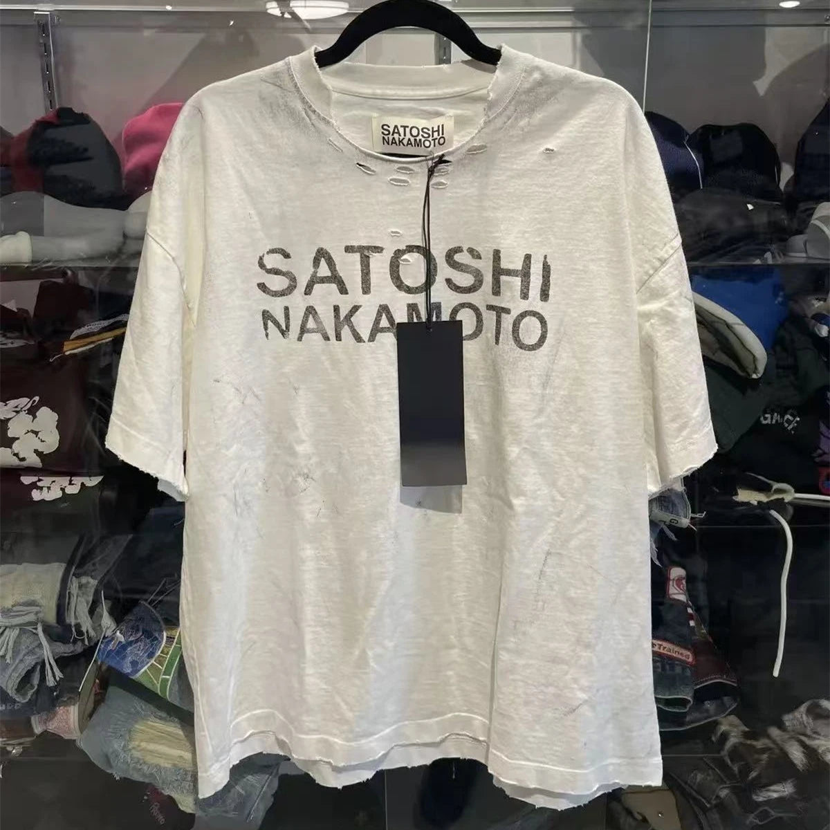 Satoshi Nakamoto 26SS Destroyed Luke Oversized T Shirt Men Women High Quality Tee Tops T-Shirt - Matrix-studios.com