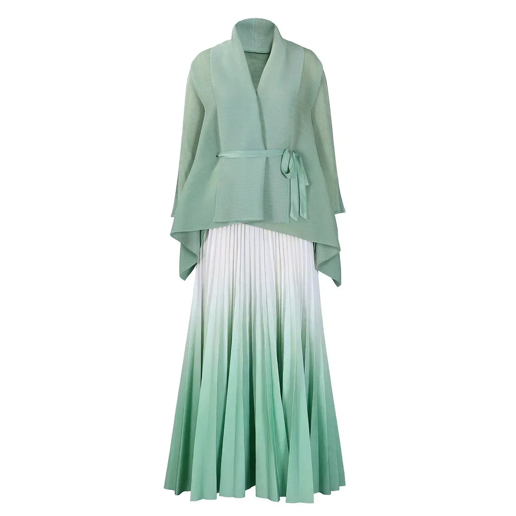 Autumn Fashion 2025 Long Sleeve V-neck Polyester Party Evening 2 Pieces Top Long Skirts Matching Sets African Clothes for Women - Matrix-studios.com