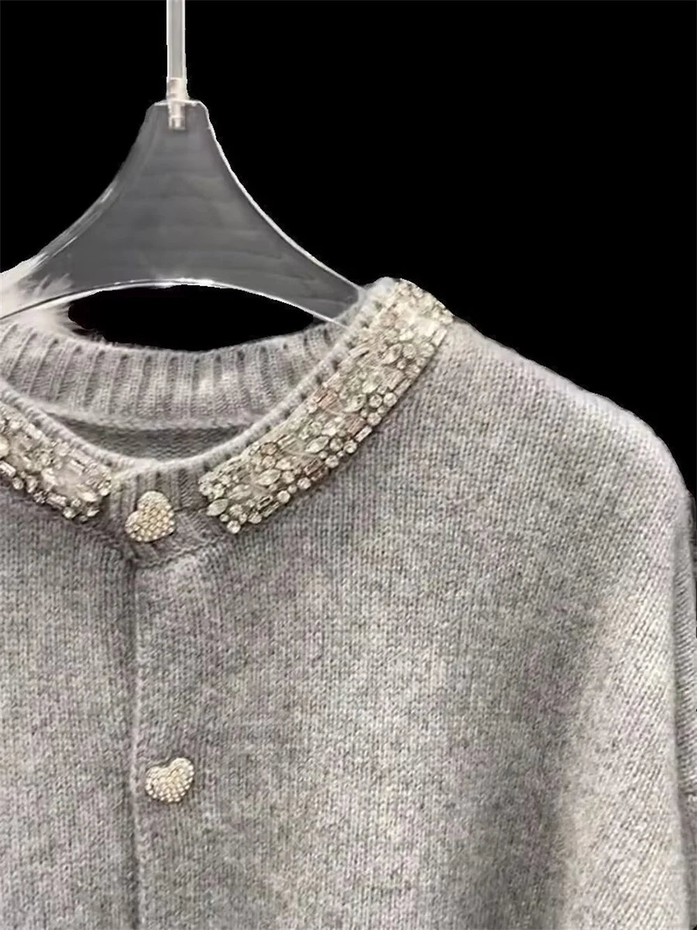 2024 Women Clothing Oversized Cardigan Jackets Diamond O-neck Vintage Casual Knitted Sweater Tops Pull Femme Cardigans Sweater - Matrix Studios