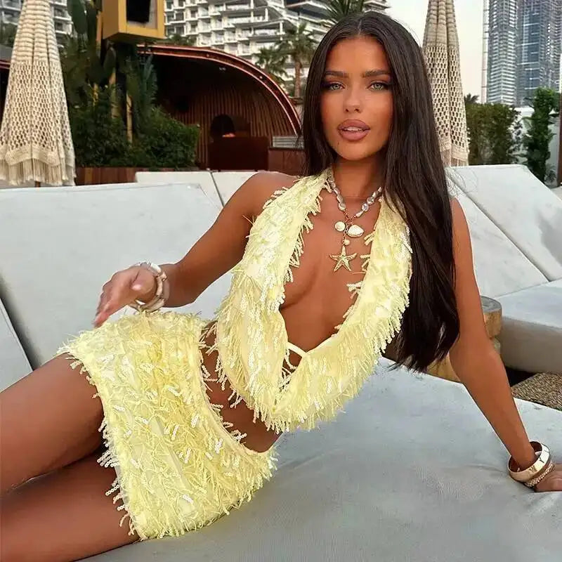 Avrilyaan Colorful Diamond Pattern Sequin Slit Sexy Dress Women 2025 Elegant Party Dress Backless Mini Summer Dress Vestidos - Matrix-studios.com