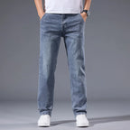 Men's Loose Straight Leg Jeans Retro Washed Elastic Casual Pants Suitable for All Seasons Versatile Pants - Matrix Studios