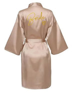 Wedding Party Team Bride Robe Kimono Satin Pajamas Bridesmaid Bathrobe Gold Letter SP089 - Matrix-studios.com