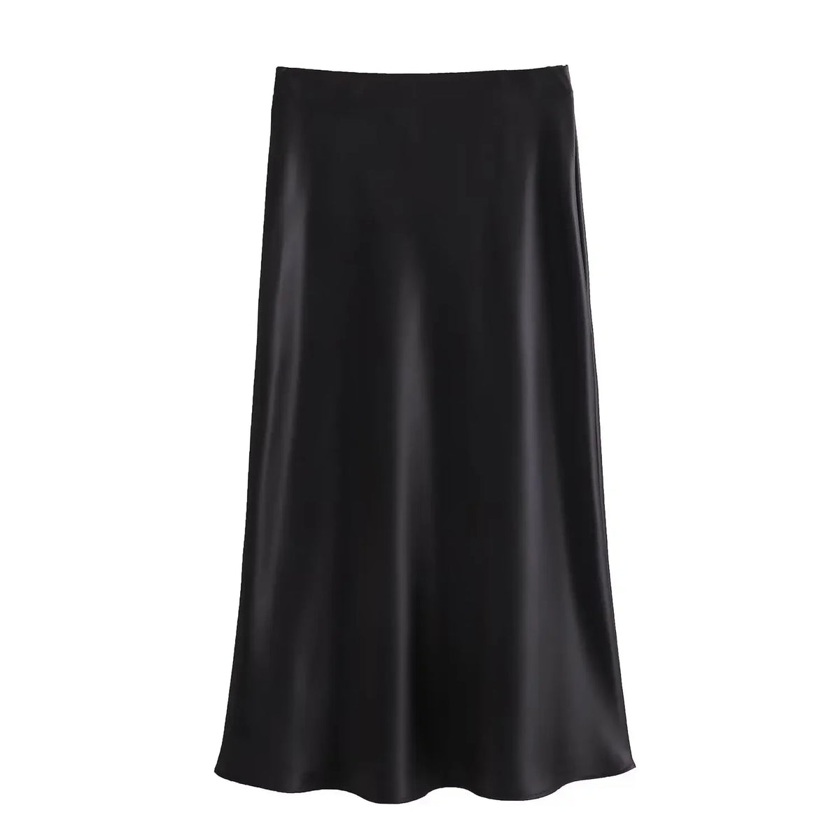 Willshela 2024 Black Satin Skirt Woman High Waist Elegant Long Skirts For Women Fashion Summer Midi Skirt Office Women's Skirts - Matrix-studios.com