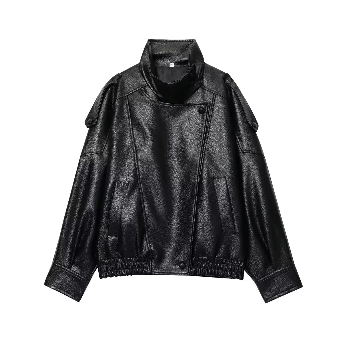 TFMLN 2025 Women Faux Leather Loose Jacket High Street Stand Collar Long Sleeve Coat Fashion Causal Zipper Outwear Autumn Winter - Matrix Studios