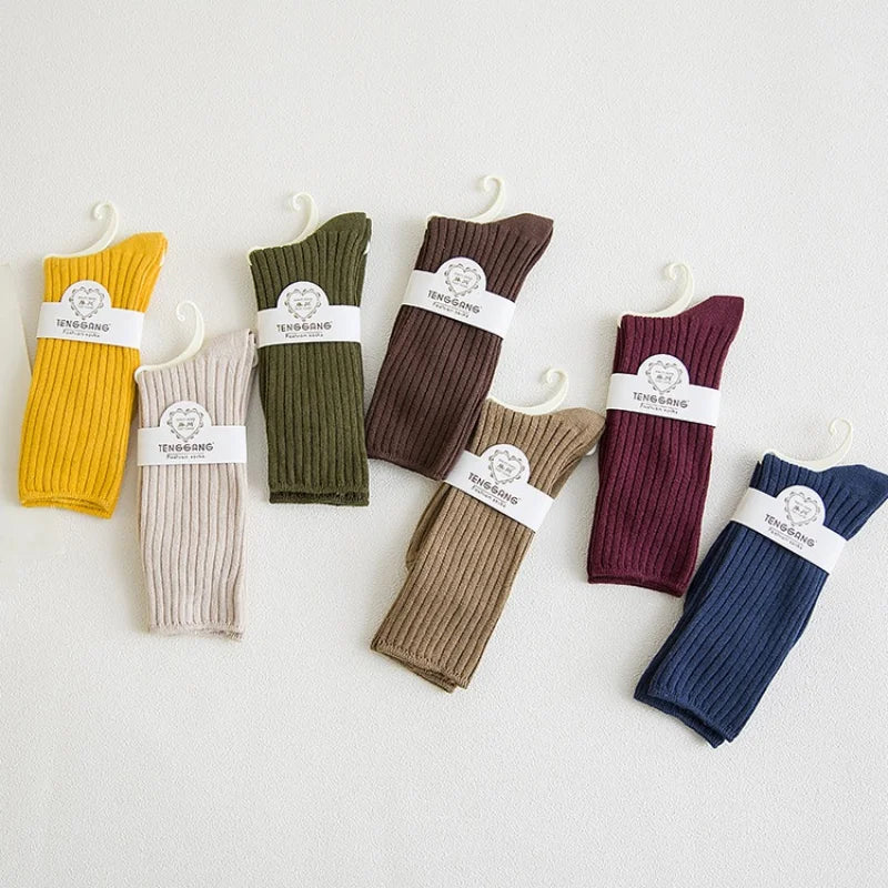 1/3/5 Pairs Women's Ribbed Crew Socks Soft Stretchy Solid Color Slouch Mid-Calf Sock High Quality Elastic Casual Fashion Sox - Matrix Studios