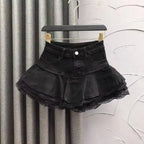 Women's Blue Black Riveted Belt Denim Skirt Y2K Harajuku High Street Fashion 90s Sexy A-line Mini Skirt Summer Clothing 2026 New - Matrix-studios.com