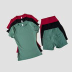 Sports Sets Fitness Hip-lifting Tight Top Short Sleeve Running Workout Gym Shorts Tracksuits For Women Breathable Sports Suits - Matrix-studios.com