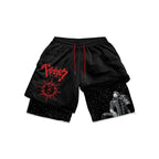 Y2K Summer Men Streetwear Anime Berserk Oversize Active Athletic Gym Short Pants Training Fitness Workout Track Shorts Clothes