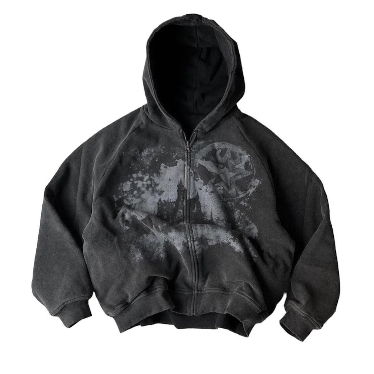 Y2k Gothic Punk Style Printed Star Spot Embroidered Zipper Hoodie Men and Women Fashion Harajuku Retro Oversized Bat Sleeve Top - Matrix Studios