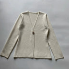 Spring Cardigan For Women Tops V-neck Knitted Cardigans Casual Simple Elegant Sweater Coat Outerwears Knitwear 4192005 - Matrix Studios