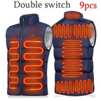 13 PCS Heated vest Jacket Fashion Men Women Coat Intelligent USB Electric Heating Thermal Warm Clothes Winter Heated Vest 열선조끼 - Matrix Studios
