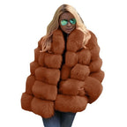Women Faux Fur Jacket Thick Loose Long Coat Warm Turn Down Collar Full Sleeve Open Stitch Thick Coats Solid Winter 2025 - Matrix Studios