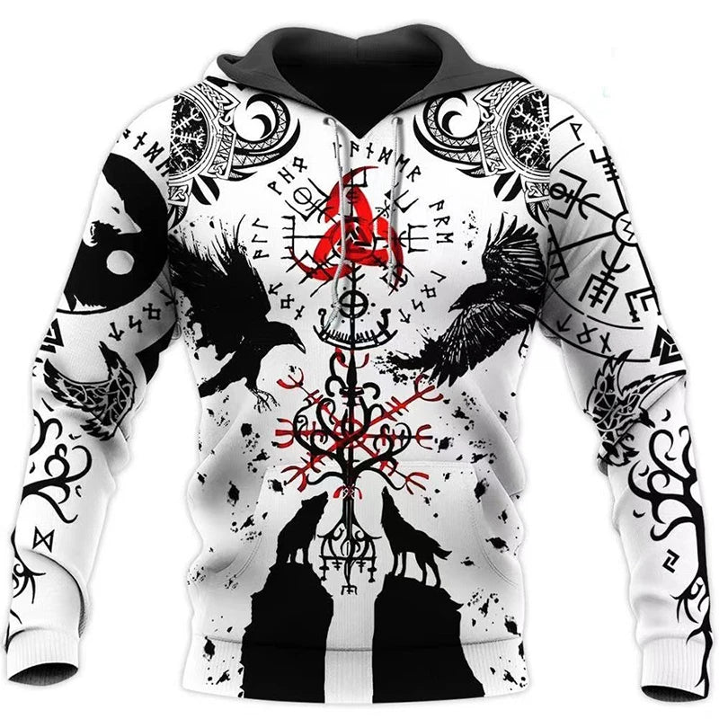 Mens Hoodies Vikings eagle Tattoo Fashion Animal pattern 3D Printed Style Casual Harajuku Hip Hop Pullover Oversized Sudaderas - Matrix Studios