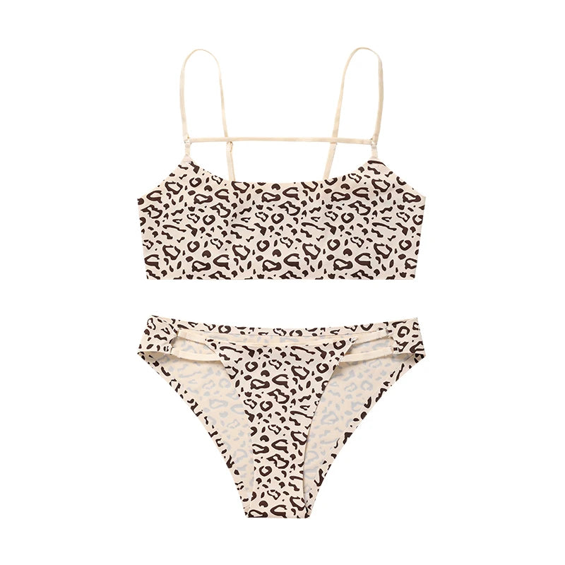 Hot Sale Leopard Ice Silk Bralette Wireless Active Fitness Tracelss Bra Brief Seamless Bra And Panty Set For Women - Matrix-studios.com