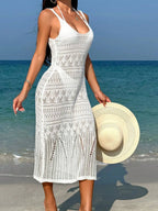 Elegant Temperament Women's Fashion Hollow Out Maxi Dress Cover up Skirt Suspender Skirt Showing Body Waistline Free Bikini - Matrix Studios
