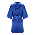 Wedding Party Team Bride Robe With Black Letters Kimono Satin Pajamas Bridesmaid Bathrobe SP003 - Matrix-studios.com