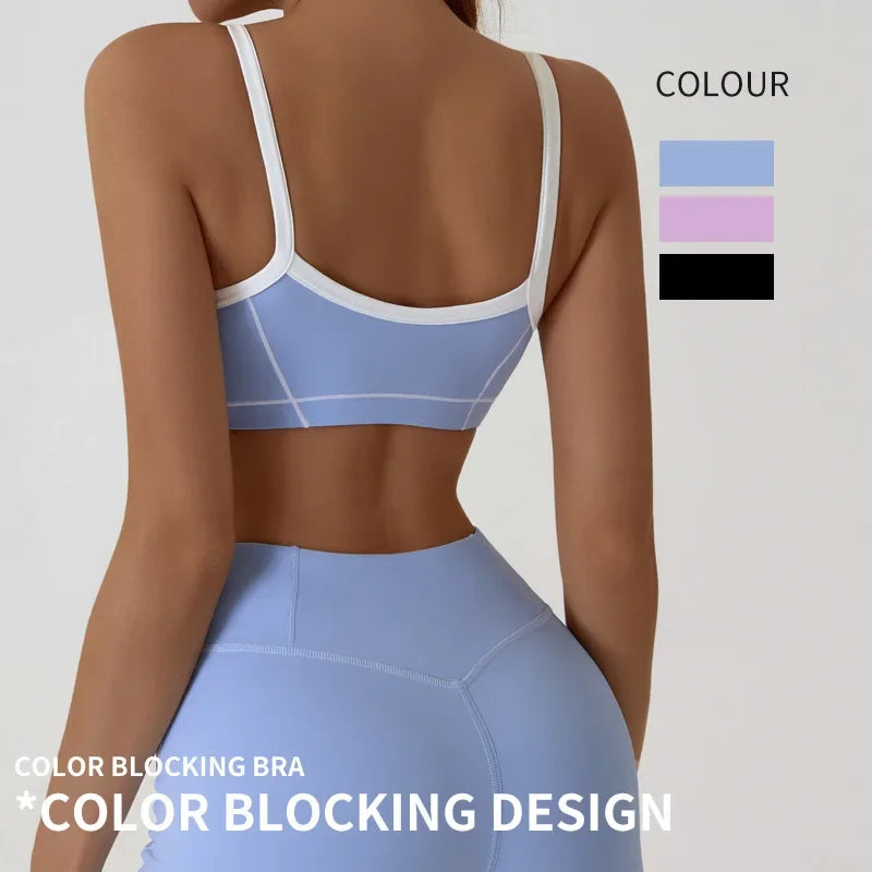 Yoga Sports Bra Color Clashing Shock Absorbing Brassiere Women Full Cup Breathable Gym Tube top Bra Yoga Workout Underwear - Matrix Studios