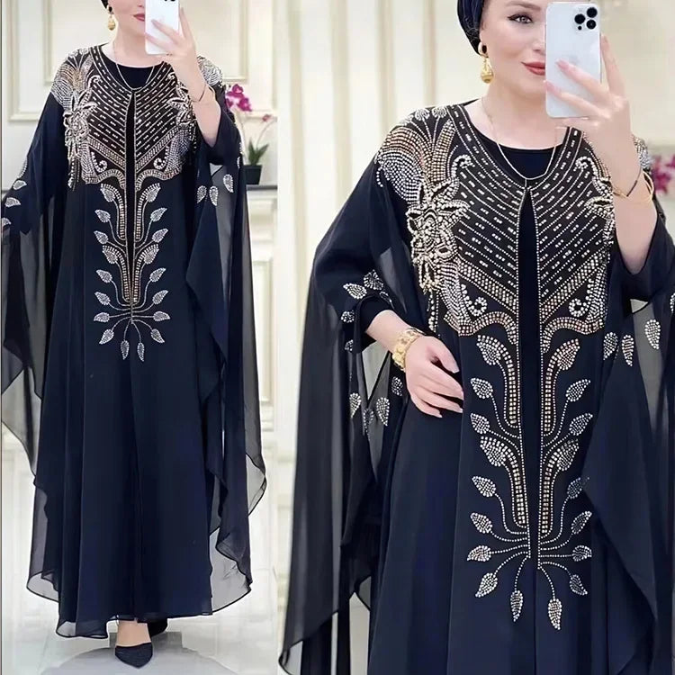 Abayas For Women Dubai Luxury 2024 Chiffon Boubou Muslim Fashion Dress Caftan Marocain Wedding Party Occasions Djellaba Femme - Matrix-studios.com