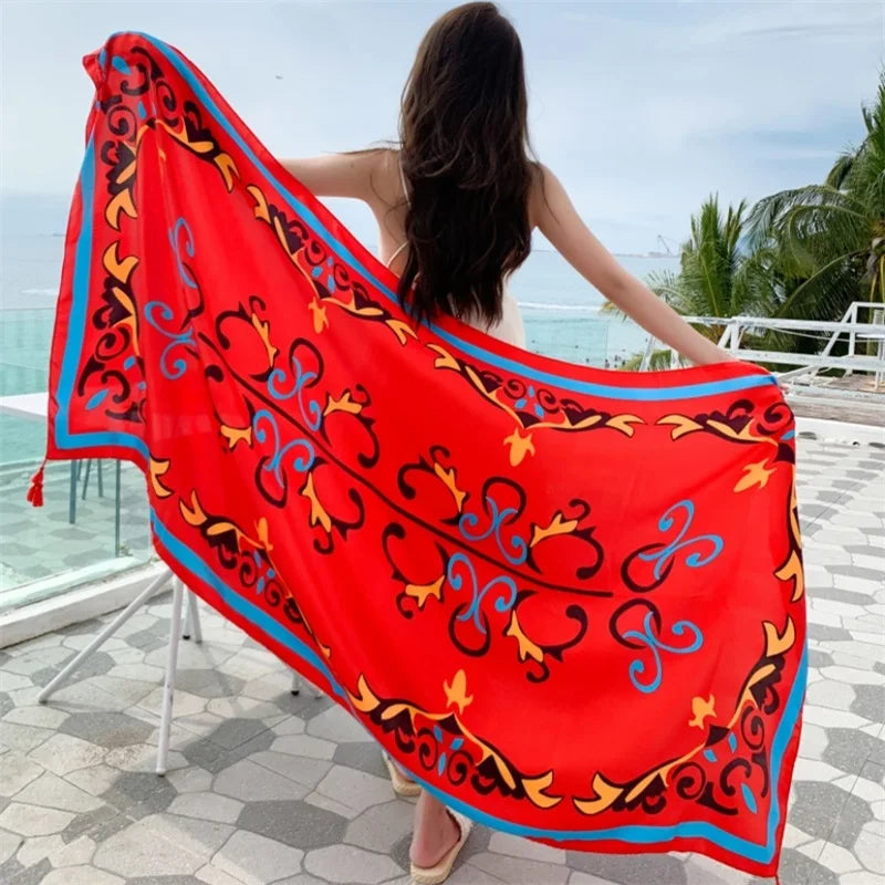 23 Styles 90x180cm Travel Beach Pareo Sunscreen Cover-Ups Women Large Dress Bikini Bathing Brazilian Swimwear Sarong Wrap Scarf - Matrix Studios