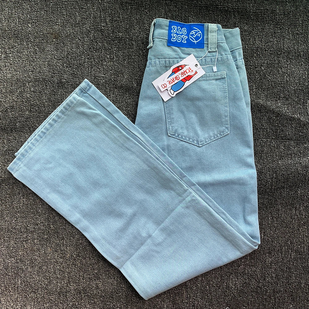 Y2K Embroidery Baggy Boy Jeans Women Streetwear Gothic Cartoon Blue Straight Jeans Retro Punk Rock High Waist Denim Trousers - Matrix-studios.com