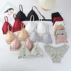 Women Lace Bra And Panties Set V-neck Push Up Bralette Sexy Lingerie Low Waist Briefs Female Non-wire Brassiere Underwear Set - Matrix-studios.com