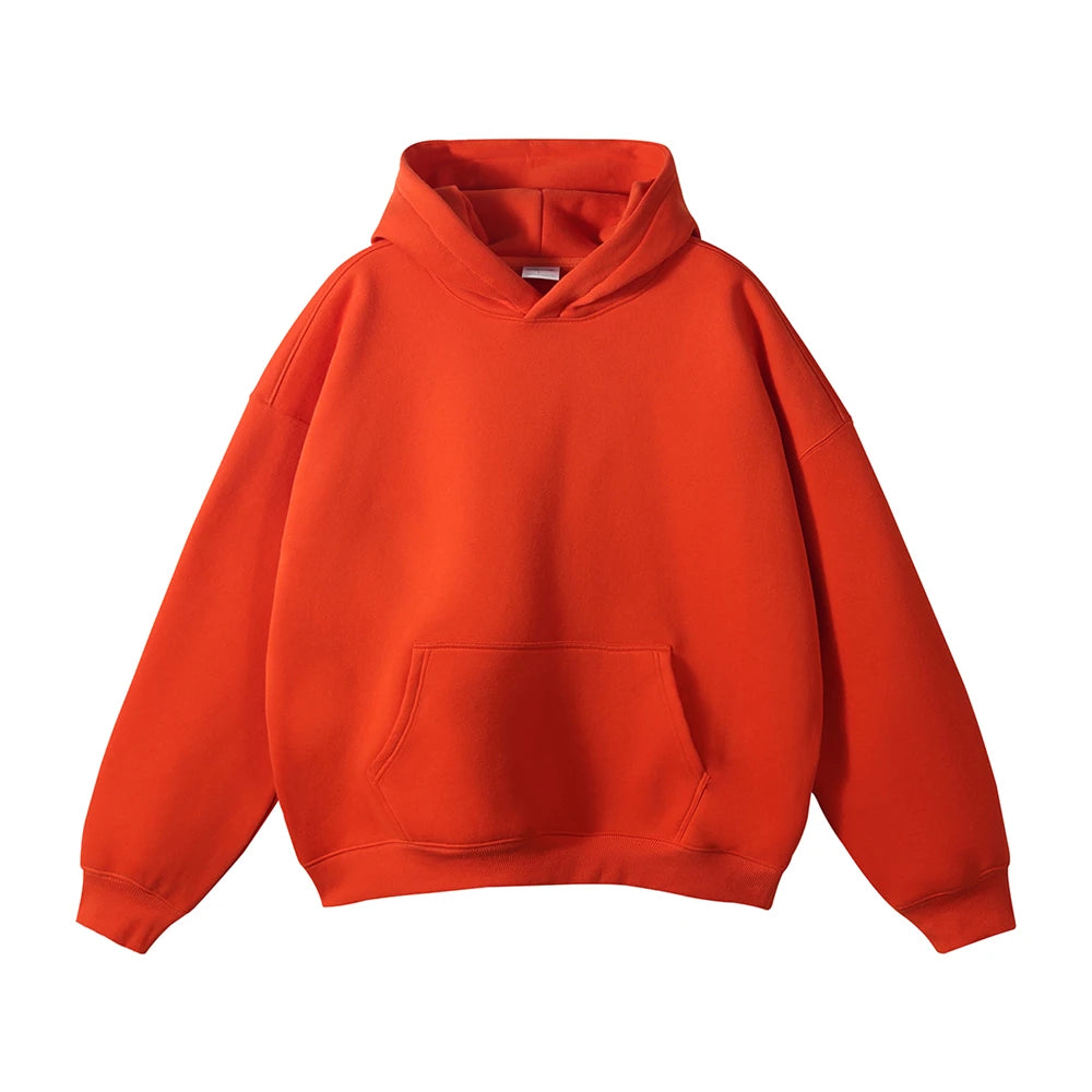 ZODF New Thick 350gsm Fleece Hooded Hoodies For Men Unisex Winter Oversized Loose Basic Solid Sweatshirts Pullovers Coats HY0631 - Matrix Studios