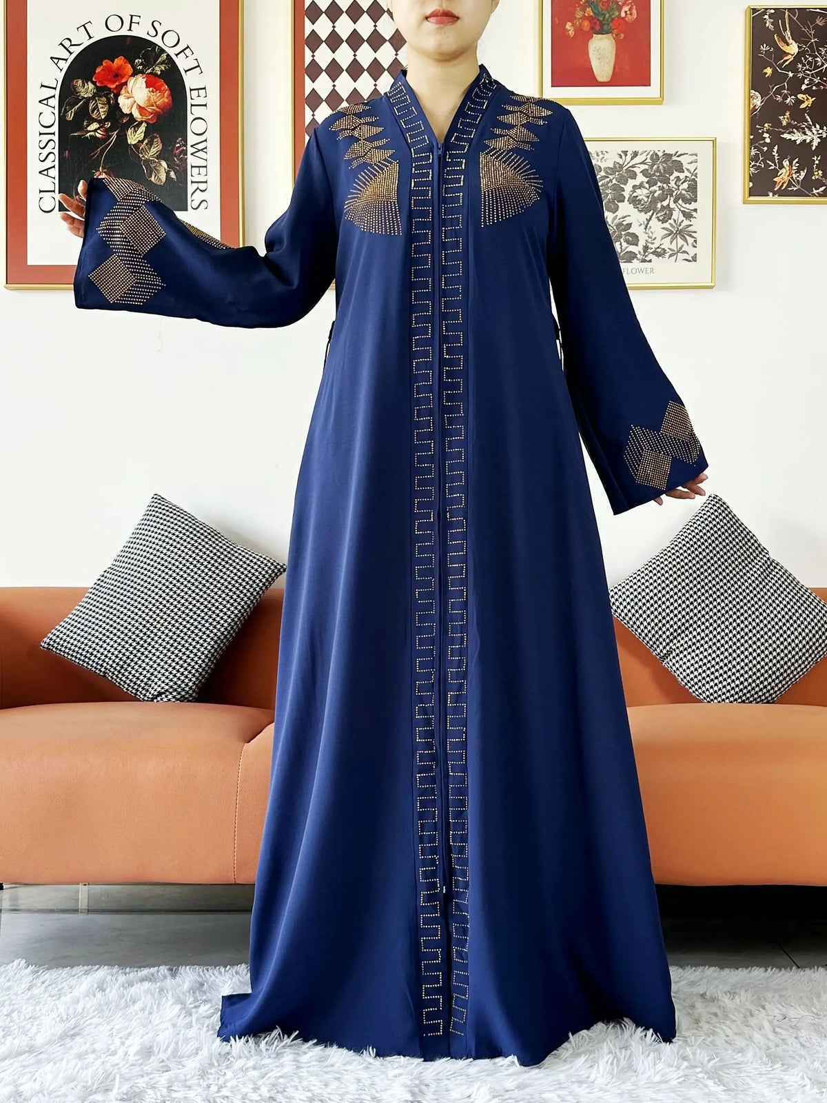 New Women Elegant Dress Chiffon Open Abaya with Zipper Muslim Women Dress Islamic Clothing Cardigan Abaya Women Muslim Dress - Matrix-studios.com