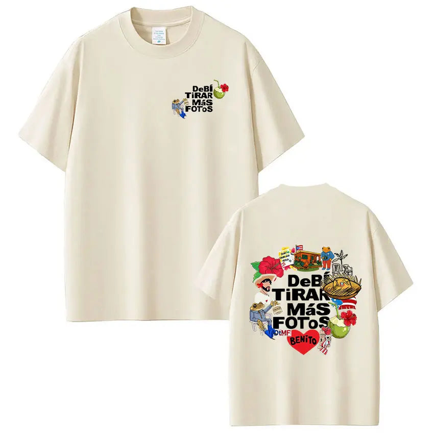 Rapper Bad Bunny T-shirt Debi Tirar Mas Fotos DTMF World Tour T Shirts Men's Women Fashion Vintage Hip Hop T-shirts Streetwear - Matrix Studios