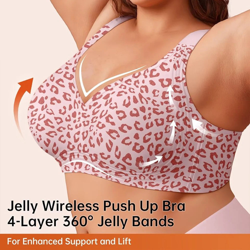 Leopard Jelly Bras No Underwire Push Up Wireless Bra Seamless Lift Bras Full Coverage Bralette Everyday Brassiere Plus Size - Matrix Studios