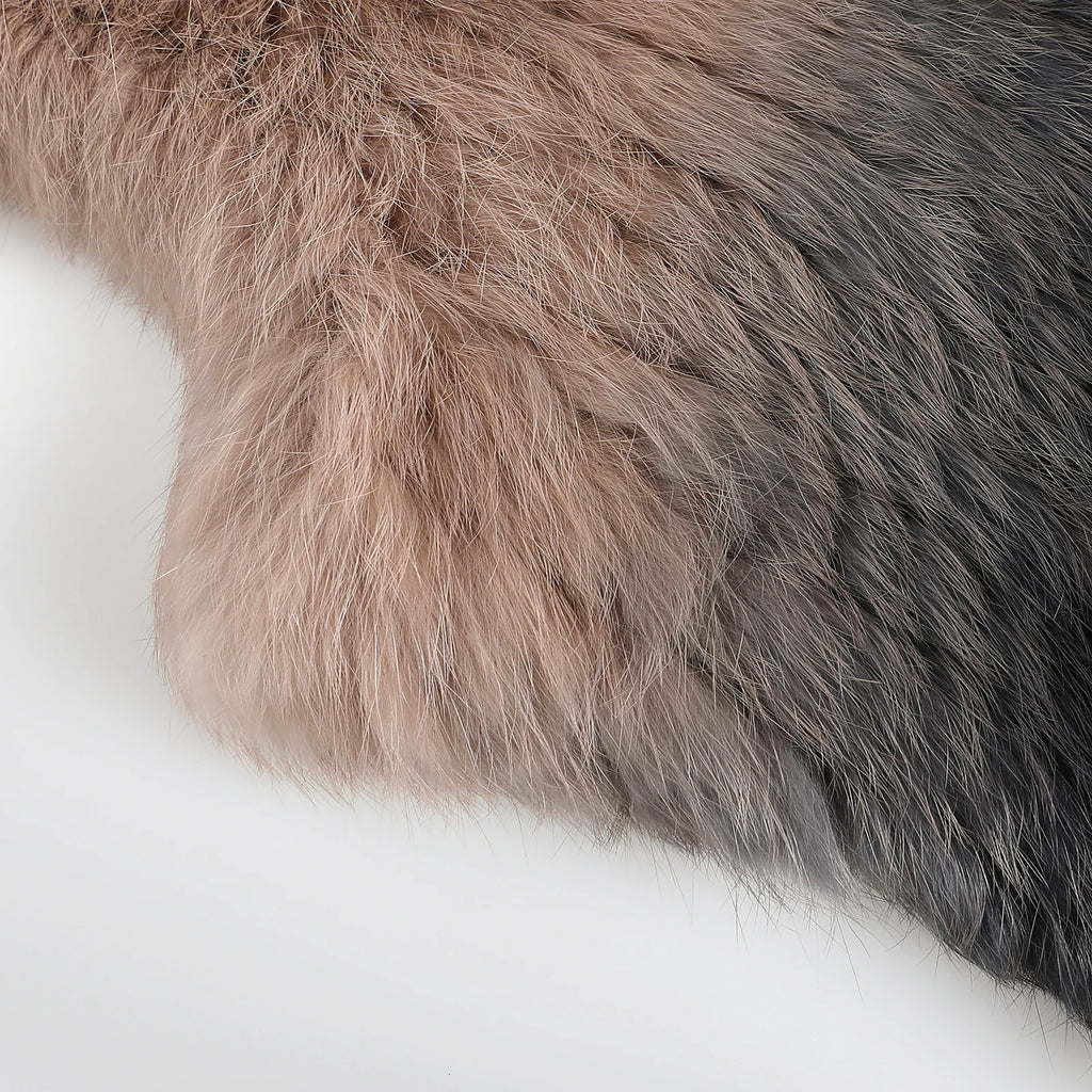 BOONJOVIA Women's 100% Real Rabbit Fur Knitted Vest Raccoon Fur Trim Collar Gilet Lady Fashion Waistcoat For Autumn Winter - Matrix Studios