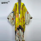 Europe WINYI new tunic bikini sweet lady pink boho Cardigan stitch Cocktail sexcy Boho Maxi Holiday Batwing Sleeve KIMONO mujer - Matrix Studios