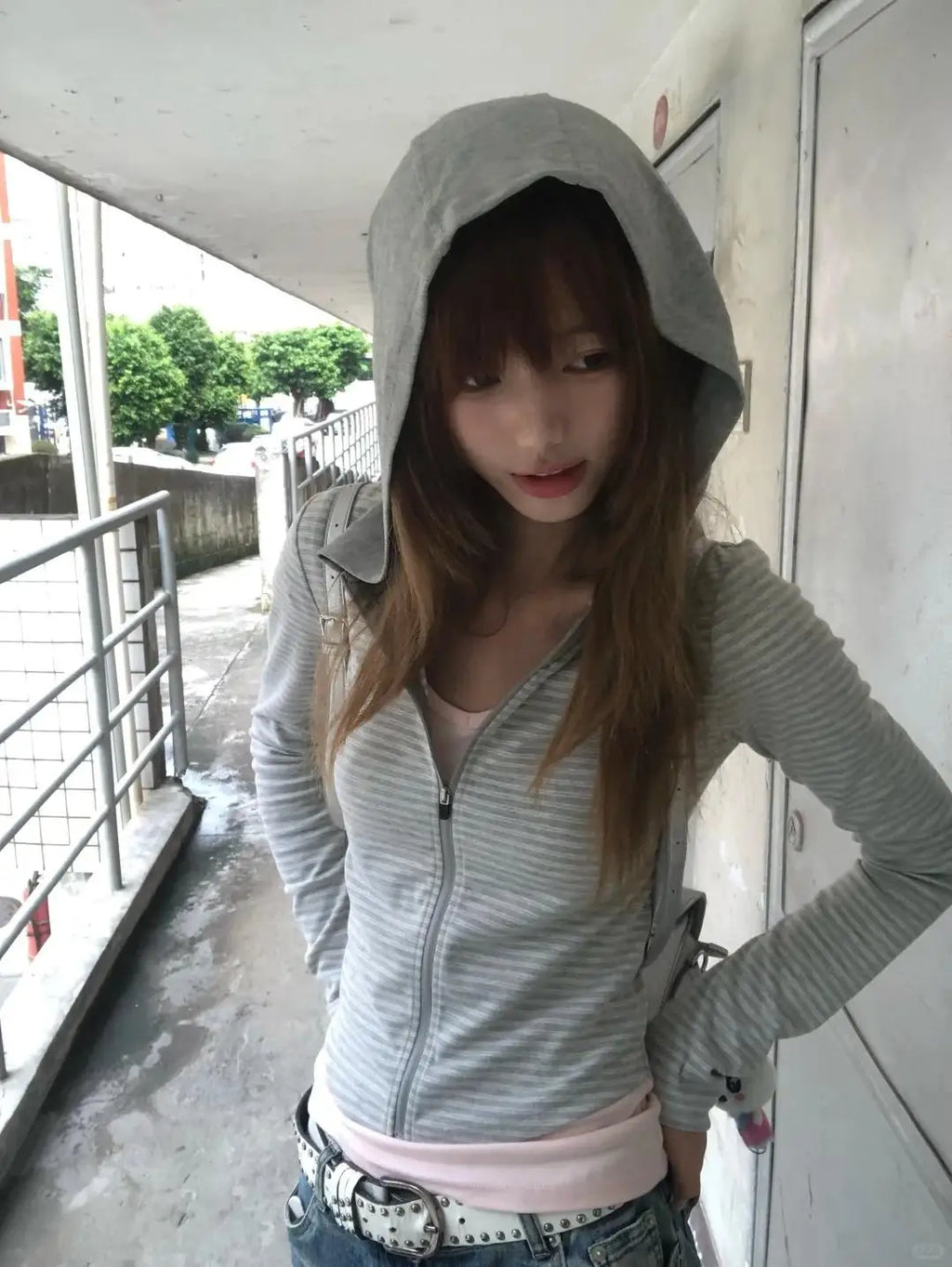 Tonngirls Y2k Japanese Hoodies Women Long Sleeve Striped Sweatshirt Streetwear American Striped Hoodies With Zipper E-girls - Matrix Studios