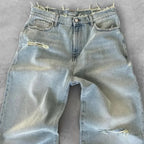 Straight Jeans Distressed Men Jean Ripped Holes Washed Denim Pants Ankle Length Loose Solid Zipper Fly Pockets Casual 2025 - Matrix Studios