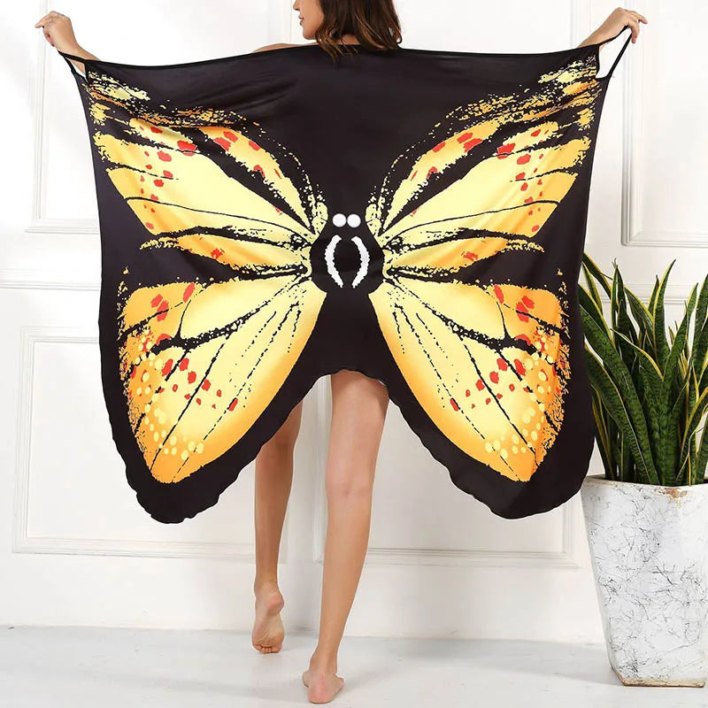 Sexy Butterfly Print Cover Up Swimwear Women Dress Summer Tunic Bikini Bath Sarong Wrap Skirt Swimsuit Elegant Lady Beachwear - Matrix Studios