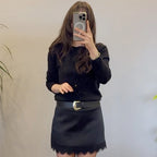 HXAO Satin Lace Skirt Shorts Women's Skirt Sexy Mini High-Waist Culottes Elegant Pencil Skirt Pant Ladies Fashion Party Culottes - Matrix-studios.com