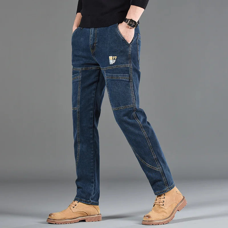 Fashion Print Six-Pocket Jeans Small Straight Cut Style Men's Casual Comfortable Fit Clothing - Matrix Studios