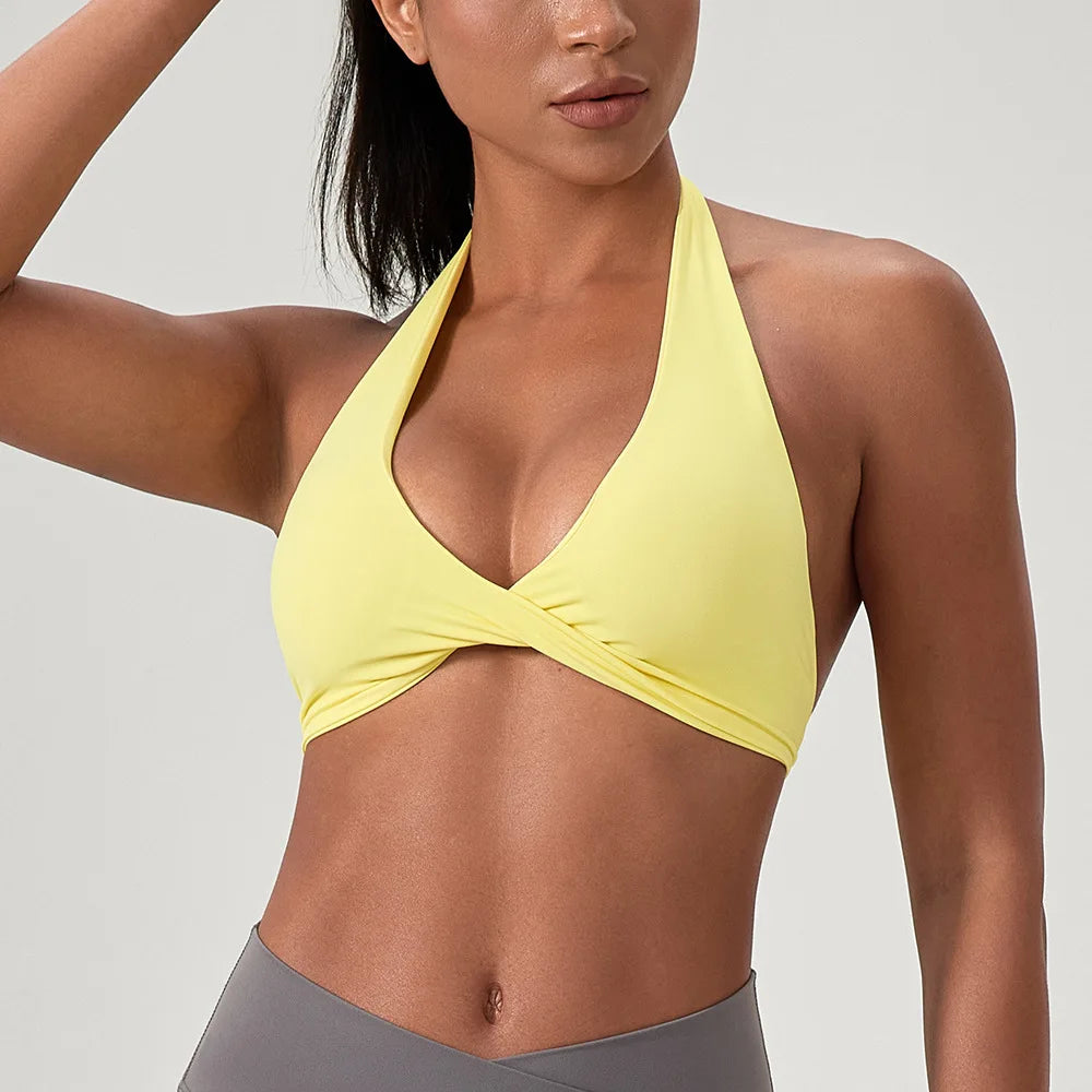 YOGA Naked Feeling Strappy Padded Sports Bras for Women - Fitness Workout Top Criss Cross Back Yoga sports Bras No steel ring - Matrix Studios