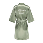 Women's Satin Robe Silk Kimono Bathrobe Pure Short Sexy Sleepwear Bridesmaid Bride Party Robes Grass Green