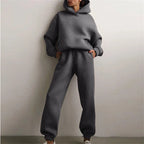 Women's Tracksuit Suit Autumn Fashion Warm Hoodie Sweatshirts Two Pieces Oversized Solid Casual Hoody Pullovers Long Pant Sets - Matrix-studios.com