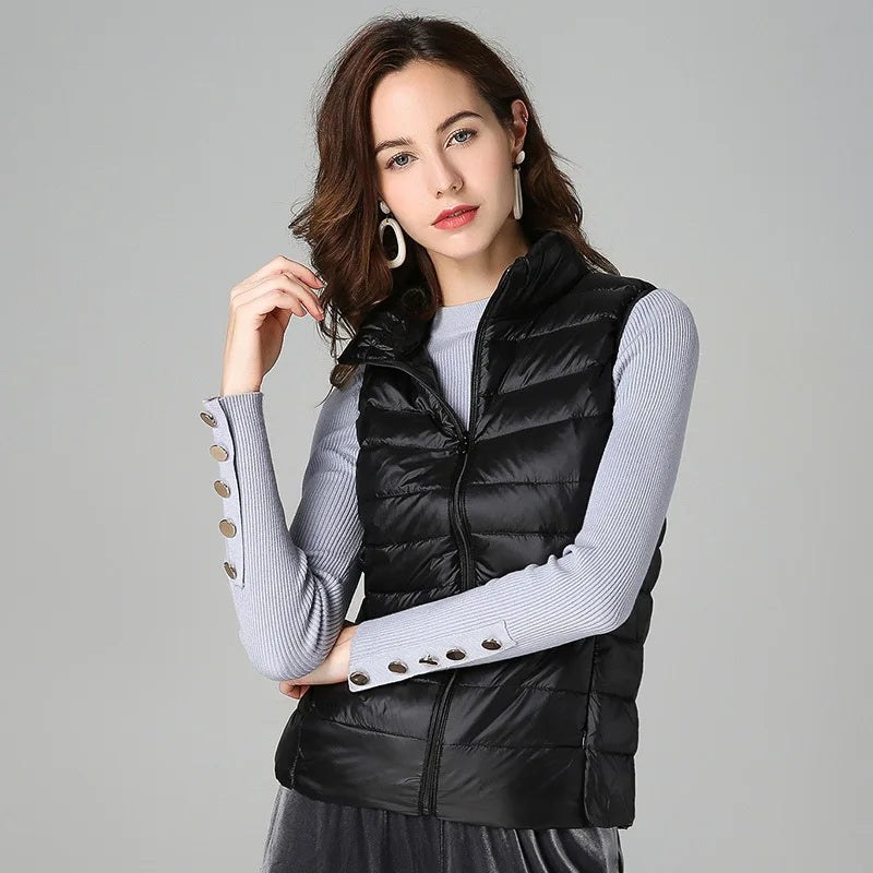 Women Sleeveless Vest Jackets Winter Fashion Male Cotton-Padded Vest Coats women Stand Collar Warm Waistcoats Clothing - Matrix Studios