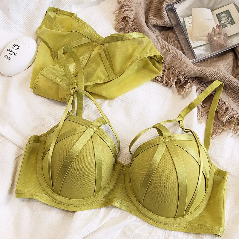 Hot Sale Women Lace Underwear Sexy Hollow Push Up Bra Set Classic Bandage Lingerie Fashion Fluorescent Plus Size C D Brassiere - Matrix-studios.com