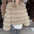 QUEENTINA 50cm Real Fox Fur Coat Women'S New Fashion Winter Furry 2025 Leather And Skin White Clothing Natural New & Jackets - Matrix Studios