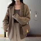 Korean Balloon Sleeve Knit Cardigan Women Korean Solid Color Loose Sweater Coat Woman Lazy Wind Soft Warm Cardigans Ladies - Matrix Studios