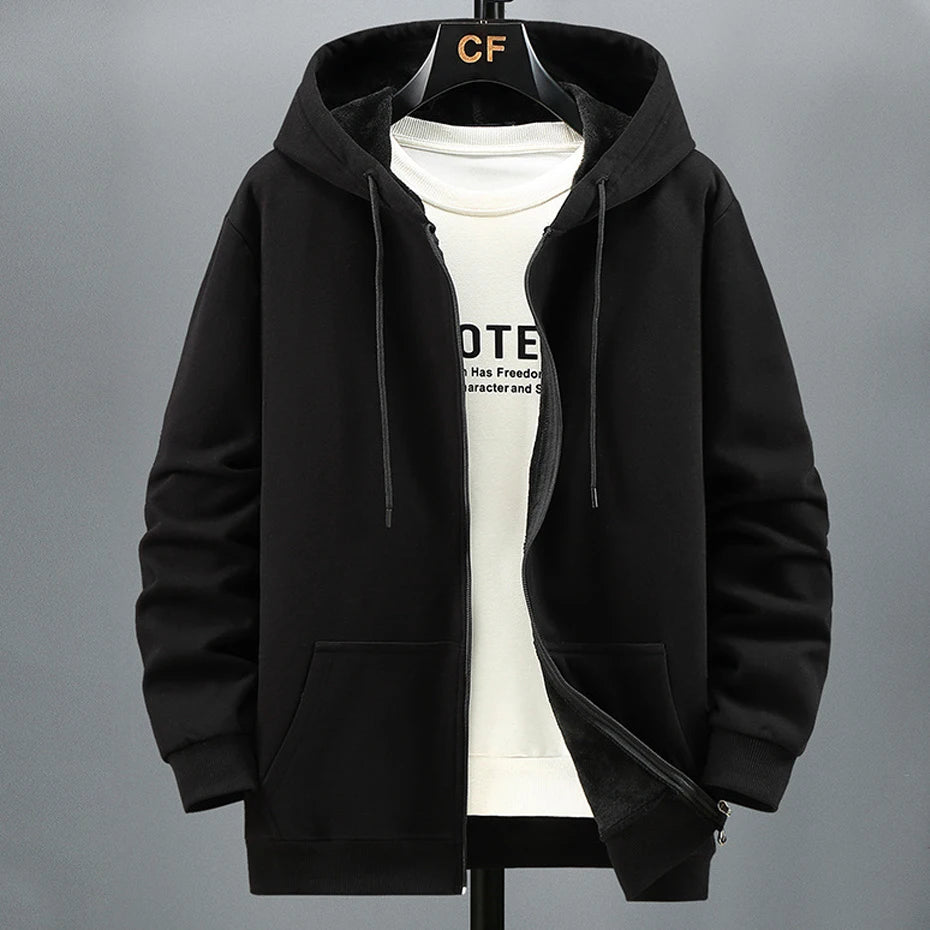 Plus Size 10XL 12XL Hoodie Men Autumn Winter Fleece Hoodies Solid Color Jacket Hoodies Big Size 12XL Blue Black Red Grey - Matrix Studios