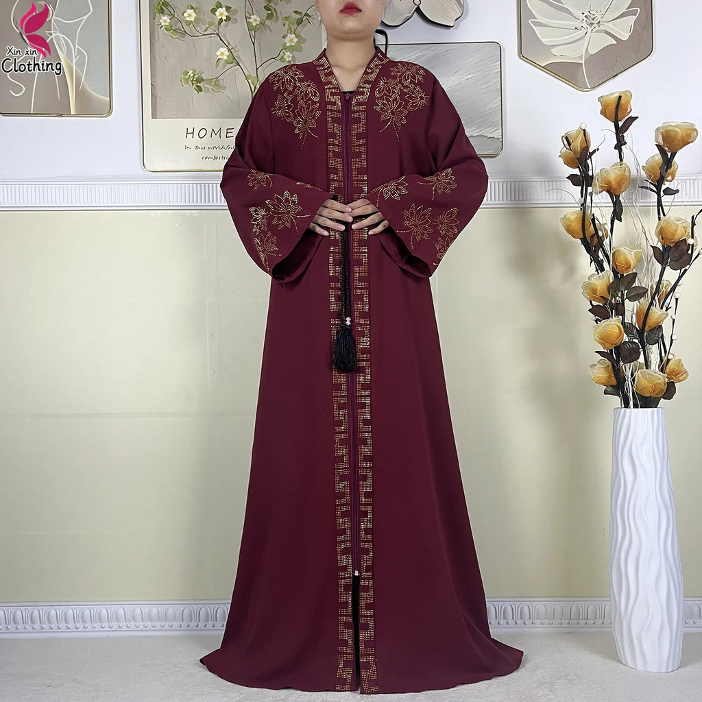 New Muslim Abayas For Women Long Sleeved Dress Dubai Lady Elegant Long Dress Islam Clothing African Abaya Loose Robe With Turban - Matrix-studios.com