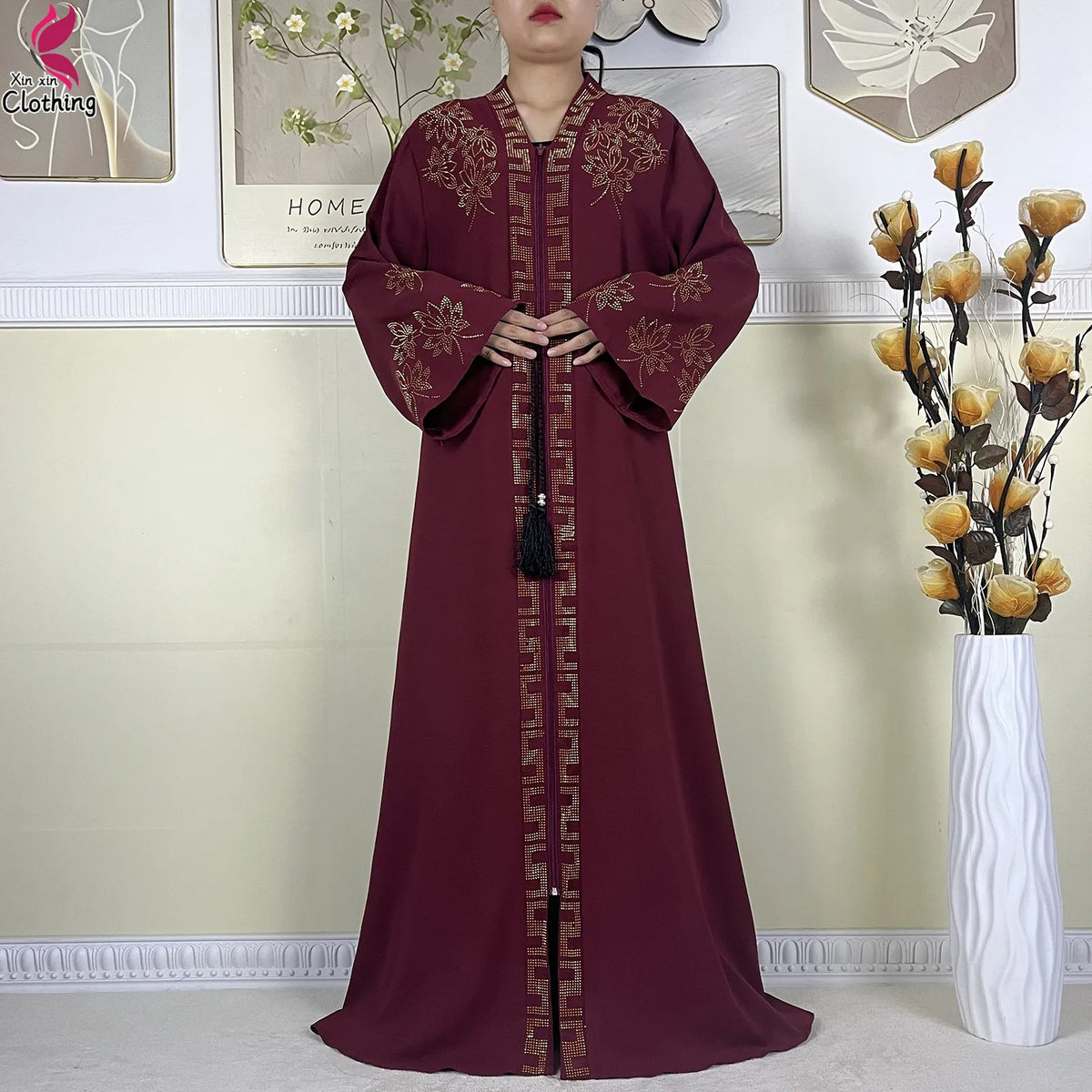 New Muslim Abayas For Women Long Sleeved Dress Dubai Lady Elegant Long Dress Islam Clothing African Abaya Loose Robe With Turban - Matrix-studios.com